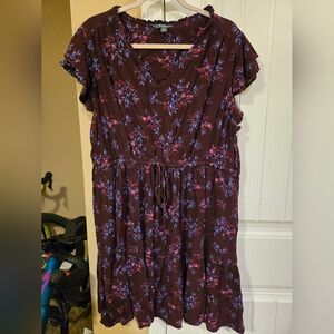 Terra & Sky Floral Midi Dress sz 1x 16W-18W